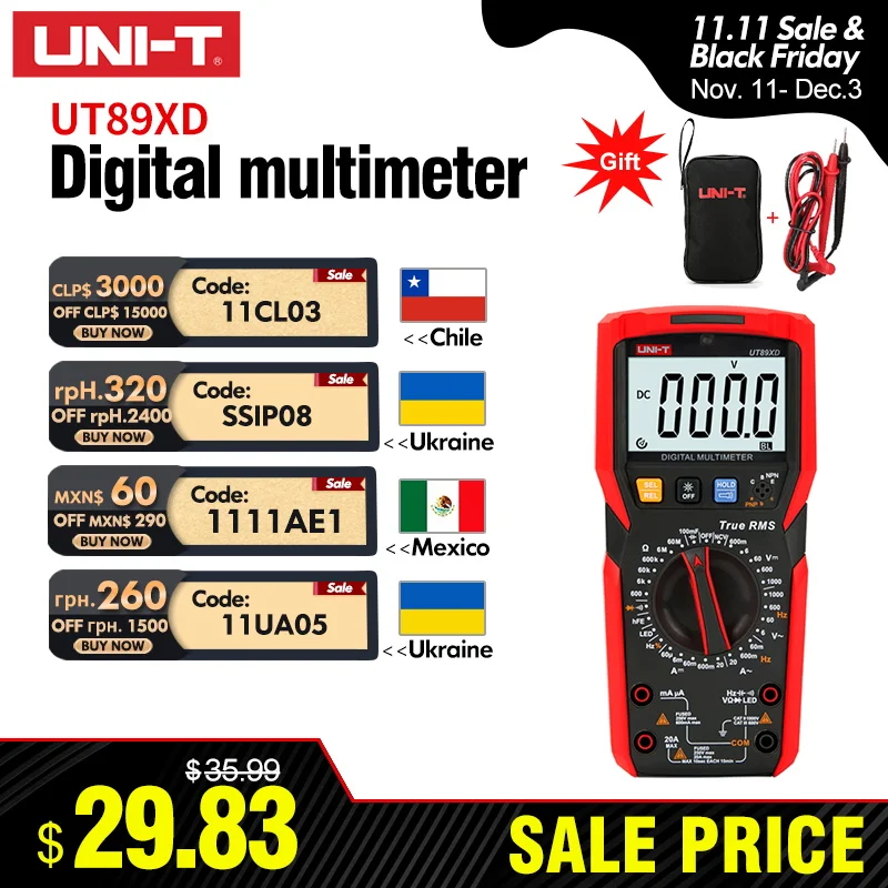 

UNI-T UT89X UT89XD Профессиональный цифровой мультиметр True RMS NCV 20A Вольтметр переменного и постоянного тока Тестер сопротивления емкости