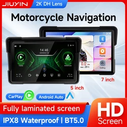 2026 Motorcycle GPS Navigation 5/7 inch 2K HD Recorder Wireless CarPlay Android Auto Multimedia Player IP67 Waterproof Screen