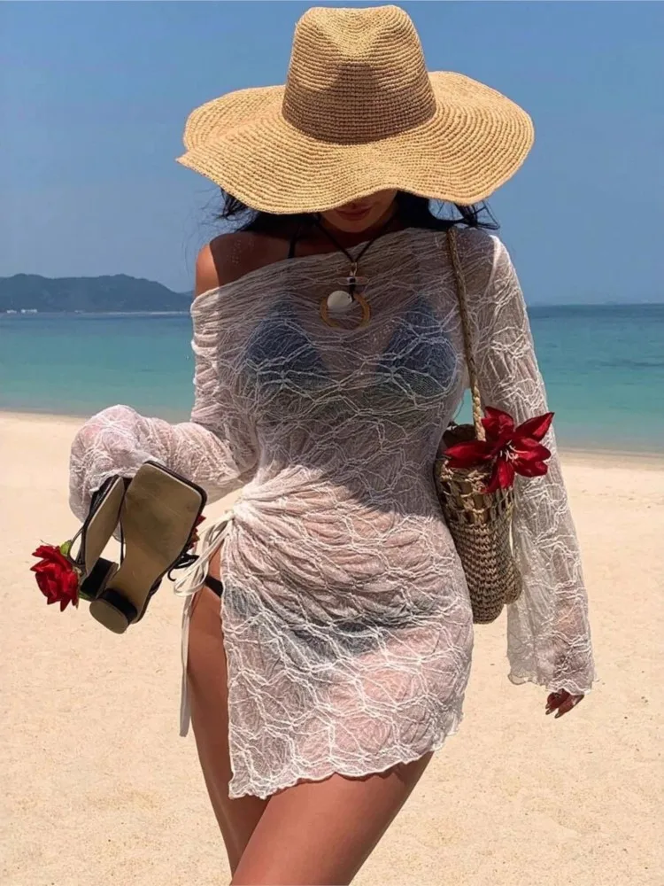 النساء ملابس السباحة فضفاض تونك القمم بيكيني الاخفاء فستان السباحة الصيف شاطئ الاستحمام تي شيرت المرأة بلوزة قطن بحر #1