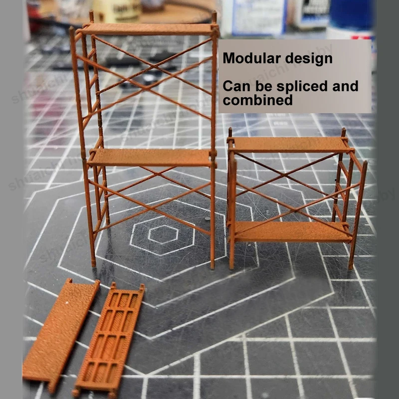 1Set 1/64 Schaal Steiger Model Kit 3D Gedrukt Steiger met Pedaal DIY Diorama Onderdelen voor Miniatuur Auto Bouwplaats scène