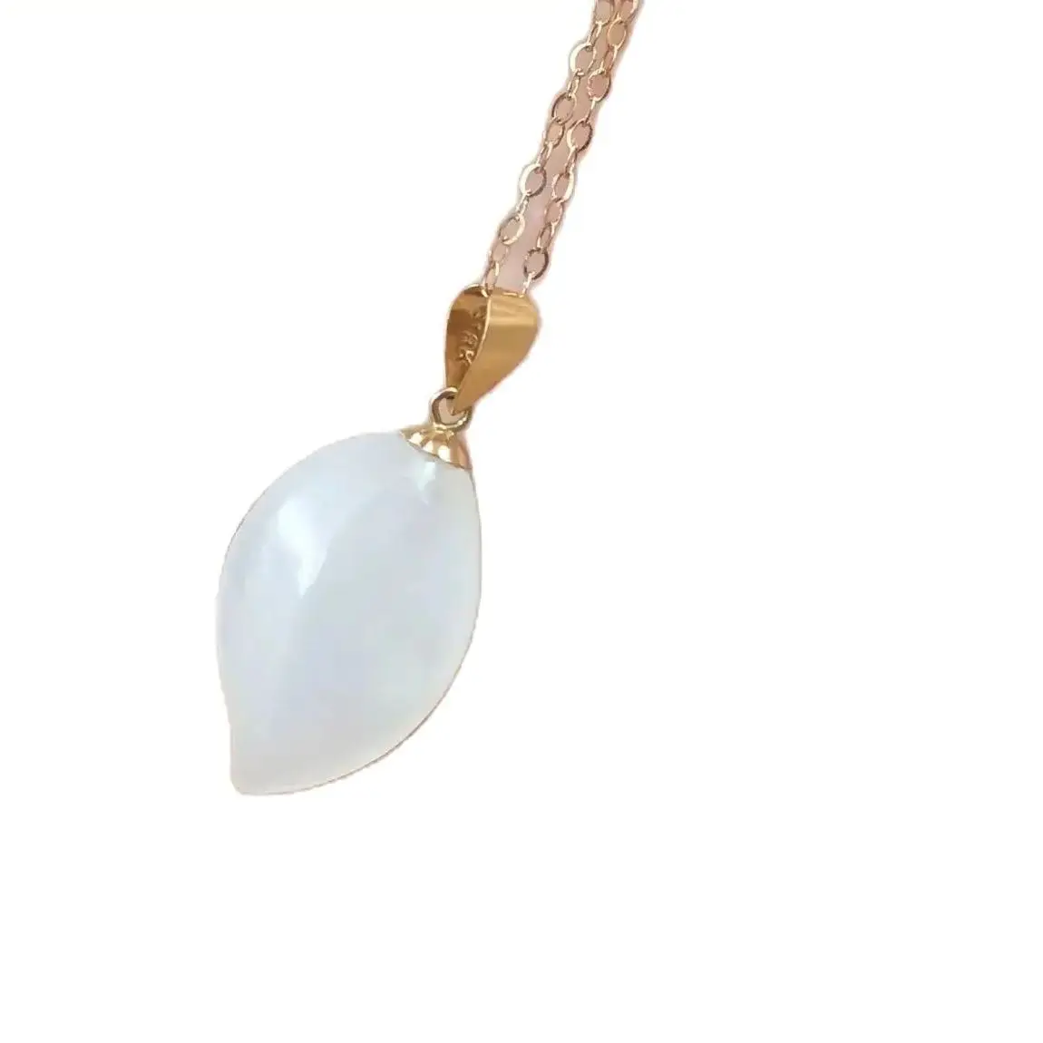 

SHILOVEM 18k Yellow gold natural White Jasper pendants none necklace classic wholesale Fine women gift new yzz101665hby