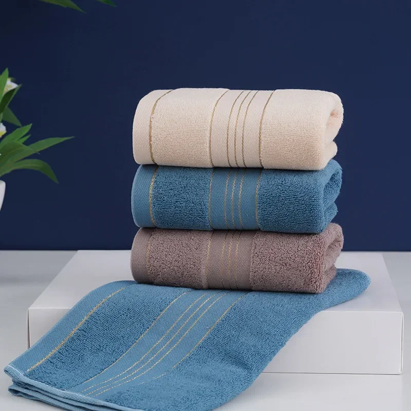 2 PCS Cotton Towel Thickened Bathroom Adult Bath Towel Increases Water Absorption Quick Dry Golden Silk Soft Affinity Face Towel