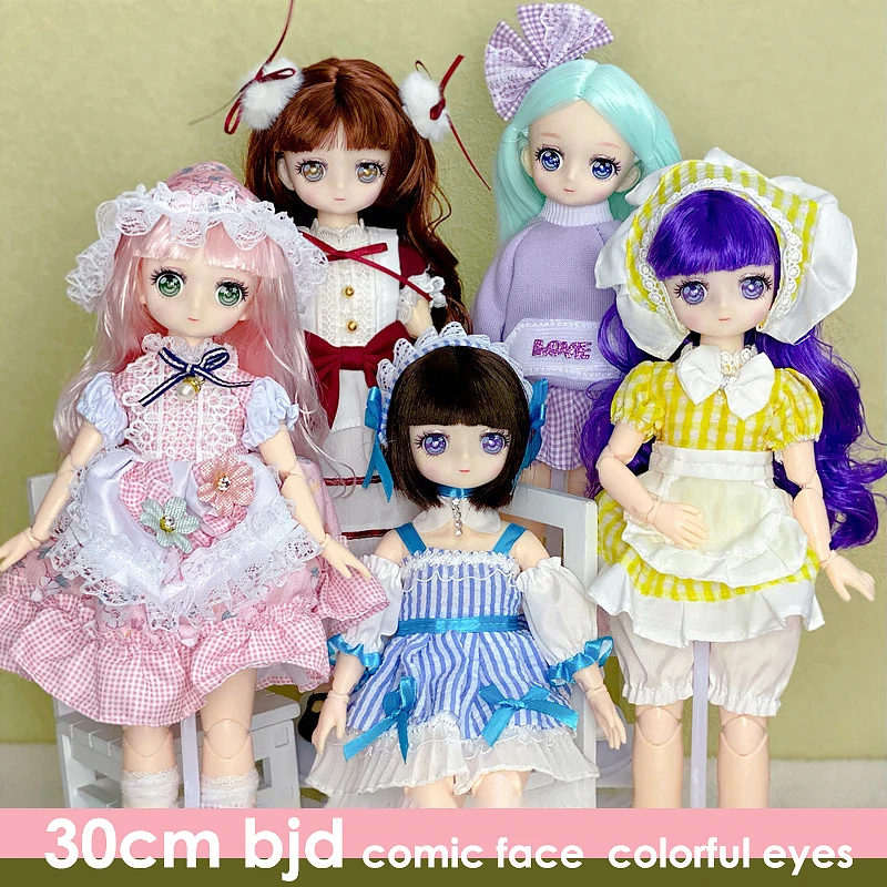 

1/6 Anime Doll Face 30CM Bjd Doll 23 Movable Jointed Dolls Fashion Dress DIY Toy Dolls with Shoes for Children Birthday Gifts