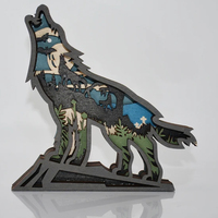 Wooden Creative Forest Animal Decor,Wooden Bear Moose Eagle Horse Wolf,3D Wooden Animal,Home Decor