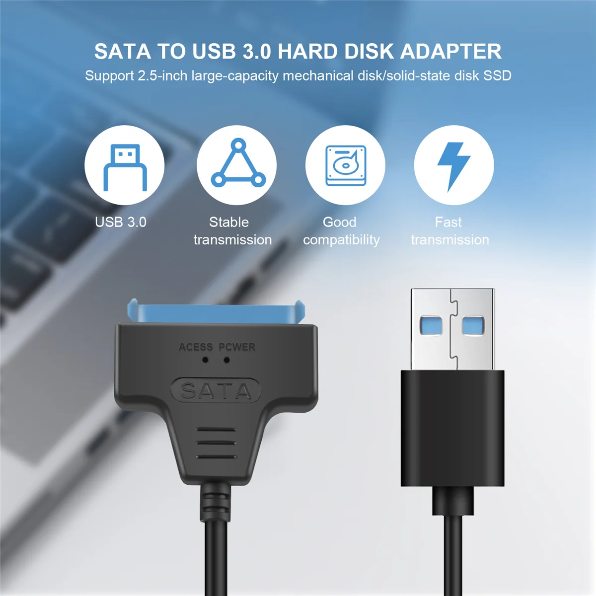 Sata Iii สาย USB 3.0 อะแดปเตอร์ฮาร์ดไดรฟ์ภายนอก USB TO Serial Ata 22Pin Converter ฮาร์ดดิสก์ W/Uasp สําหรับ 2.5 นิ้ว HDD/Ssd 50 ซม.