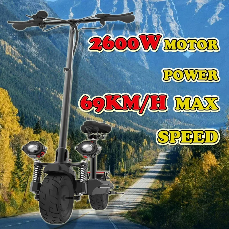 Electric Scooter 18AH Lithium Battery E Scooter 2400W Dual Motor Ebike 69KM/H Max Steep Patinete Eléctrico Adulto for Adults