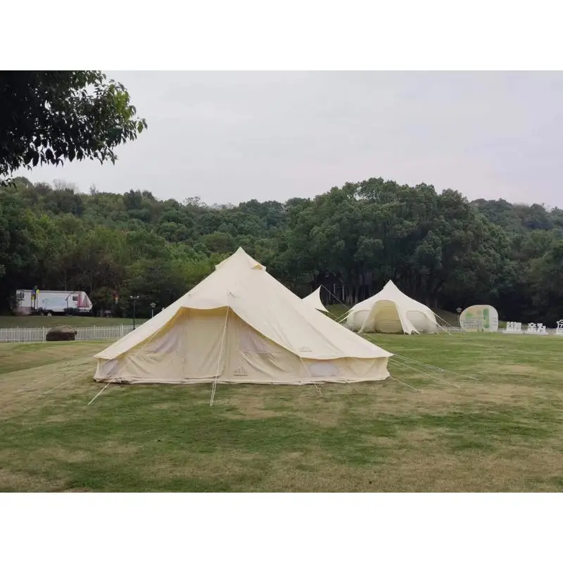 

6-Person Canvas Bell Tent for Glamping, 4-Season Yurt Tent for Camping, Heavy Cotton Tent for Family, Outdoor Hunting, or