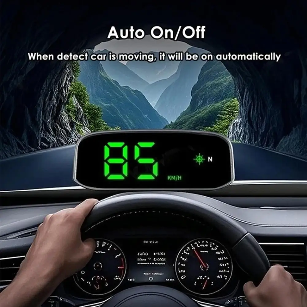 Solar Head Up Display GPS+ Digital Car Speedometer Intelligent Light Sensing HUD KM/H And MP/H Display LED Display