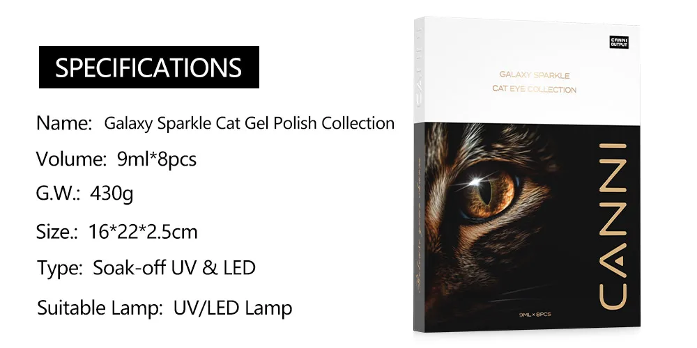 9 ml CANNI Cat Eye Nagel-Gel-Nagellack-Set, TPO-FREI, Soak Off UVLED Diamond Sparkle, wunderschöne Farbe, semi-permanent, EU-Standard-Gel-Nagel – Detail 4