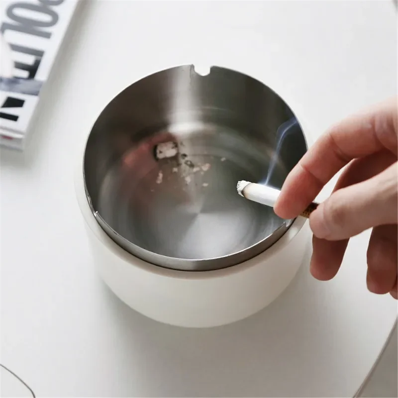 

GGE Stainless Steel Ashtray with Bamboo Lid - Anti-Fly Ash Home Smoking Accessory with Smoke Accelerator