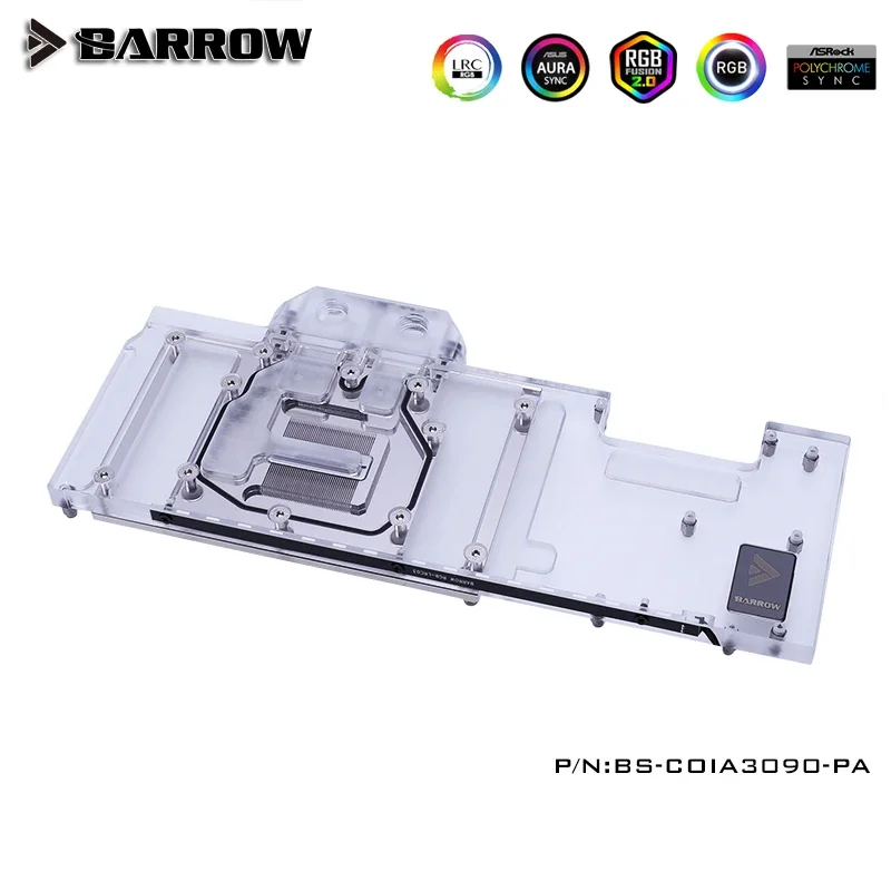 

Barrow Full coverage GPU water block for VGA Colorful 3090/ 3080 Advanced OC, 5V ARGB 3PIN Motherboard AURA SYNC BS-COIA3090-PA