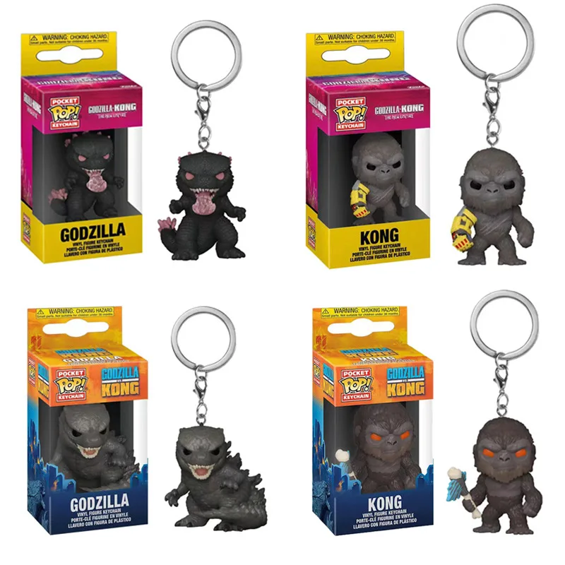 4 Style 4cm Mini King Kong Vs. Godzilla Movie Monster Periphery Figure Key Chain Model Car Key Pendant Bag Decoration