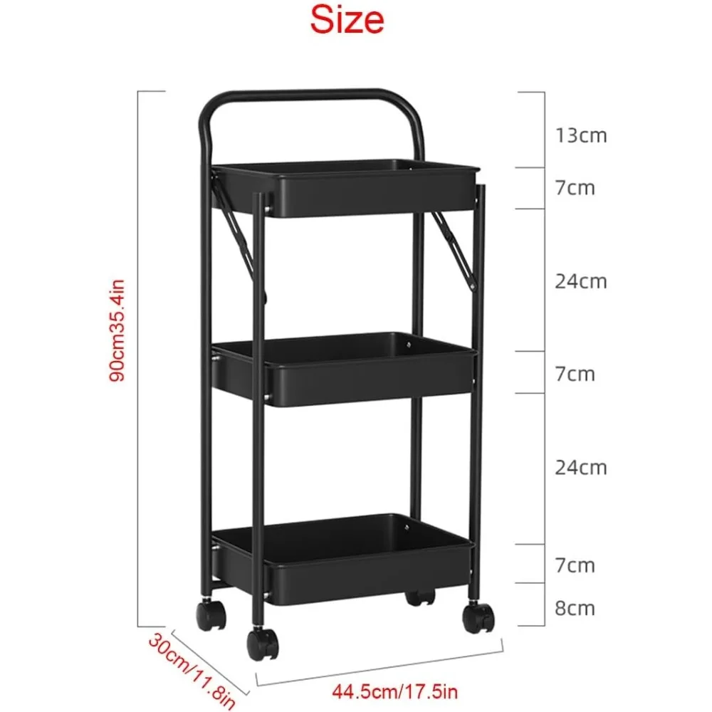 عربة أدوات قابلة للطي لتخزين المطبخ والحمام مع أرفف متنقلة قابلة للخارج #2