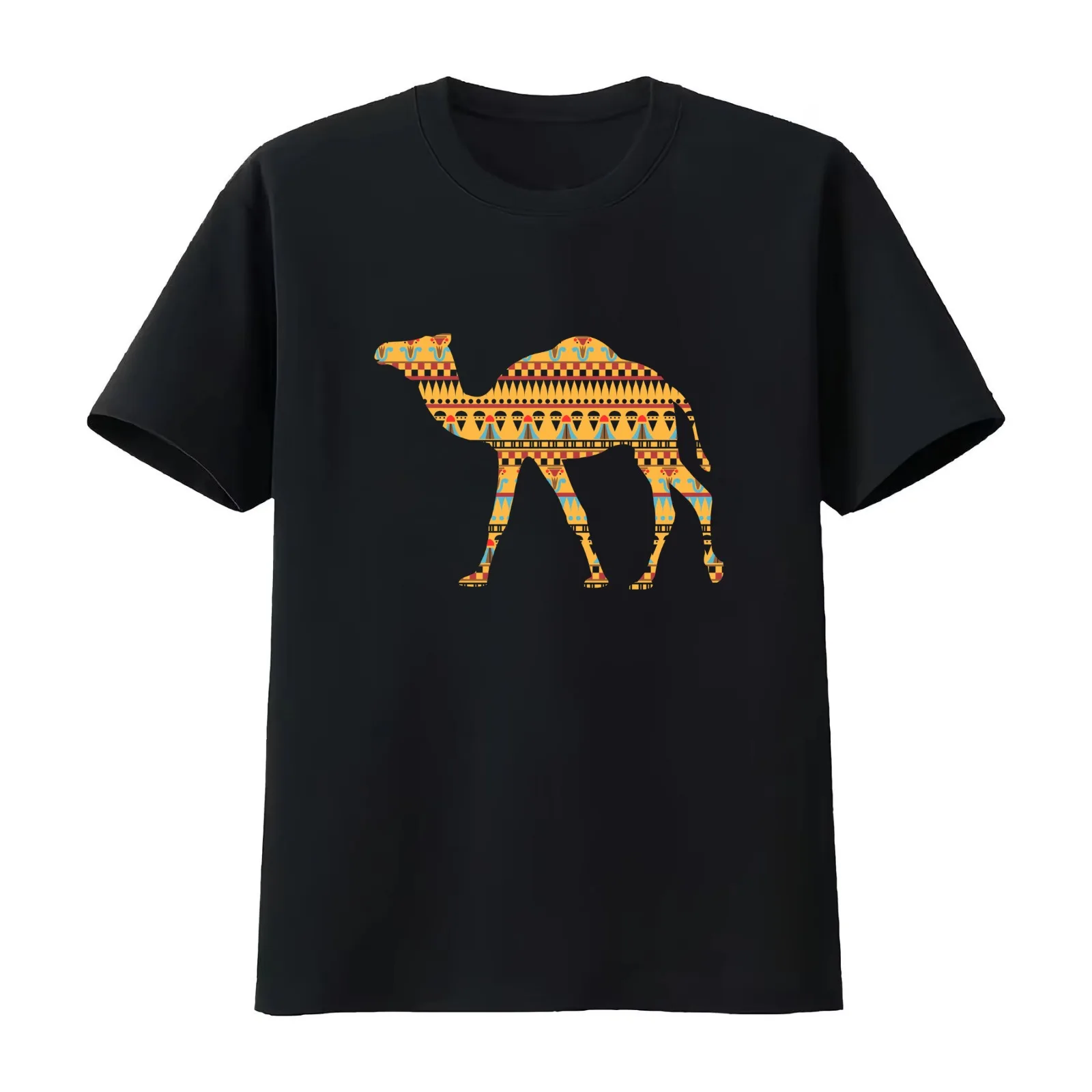 Camel Pattern T-Shirt Summer Casual Cotton Tee Oversized Streetwear Tops Vintage Graphic Print Loose Fit Short Sleeve