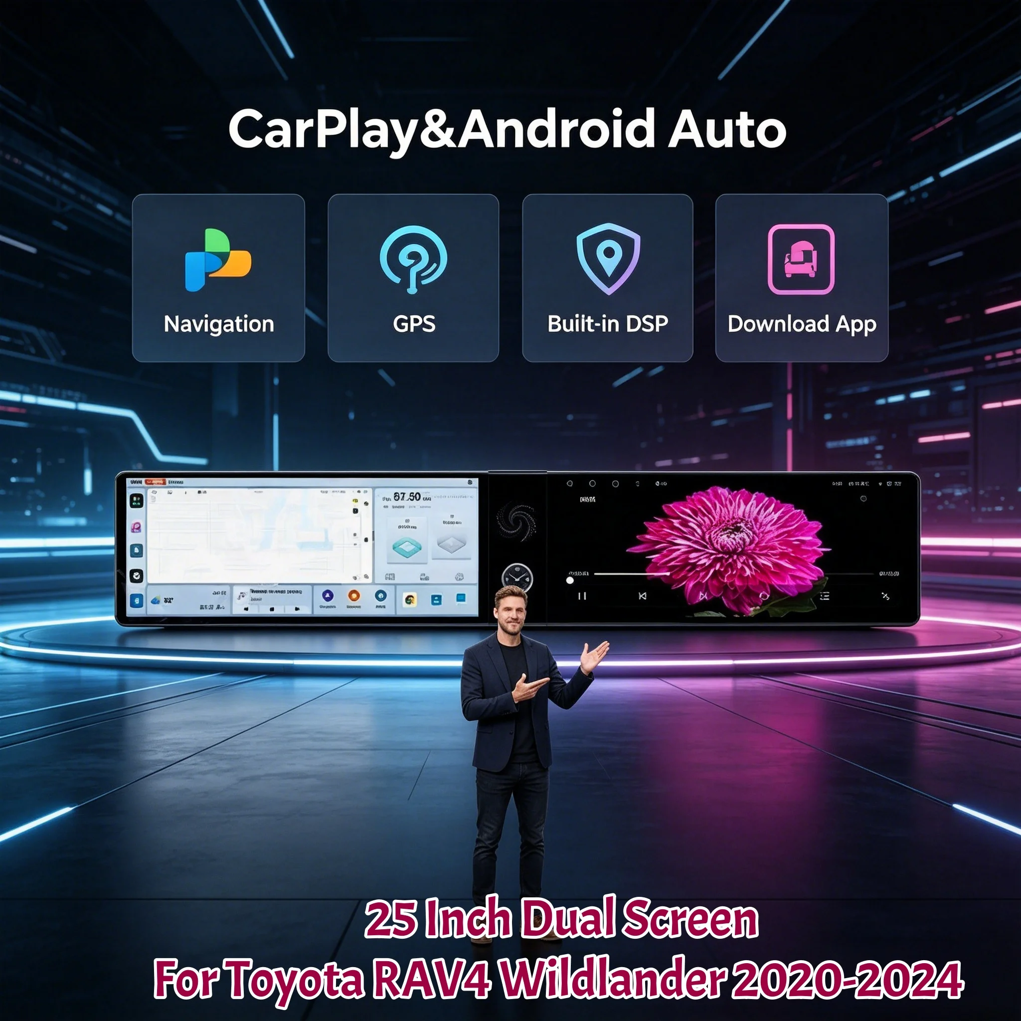 

Dual 12.3 Inch Screen CarPlay Car Radio For Toyota RAV4 2020-2022 Auto Stereo Android Multimedia GPS Navi Recorder Head Unit 4G