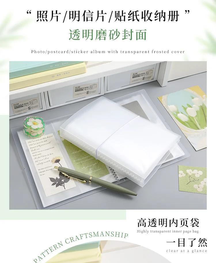 20-seitiger, hochtransparenter PP-Aufbewahrungsordner, Doppeltaschen-Sammelalbum für Lesezeichen, Aufkleber und Fotokarten. – Detail 5