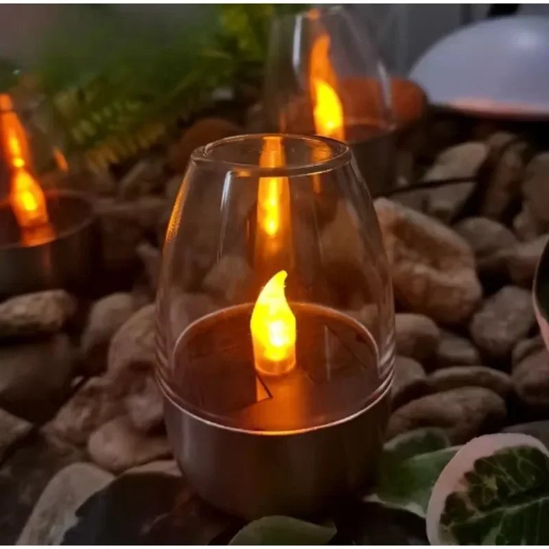 

Solar Electronic Candles Light Outdoor Flameless LED Tea Light Table Lanterns for Garden Wedding Cafe Christmas Decor