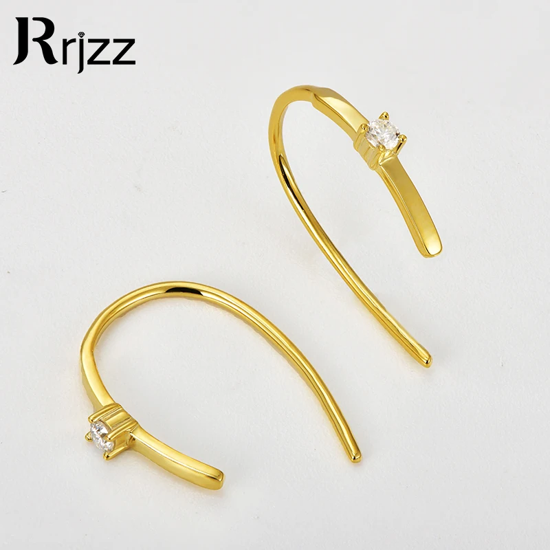 

Rrjzz 2,5 мм D-цвет муассанит мини-серьги-крючки для женщин одиночный лабораторный бриллиант стерлингового серебра 925 пробы повседневные серьги ювелирные изделия
