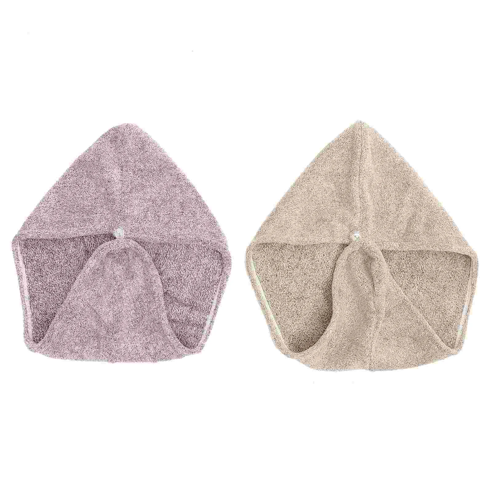 Turban 2pcs (bamboo Charcoal Purple + Green and Yellow) Hair Drying Towel Shower Cap Caps for Women Reusable Bonnet