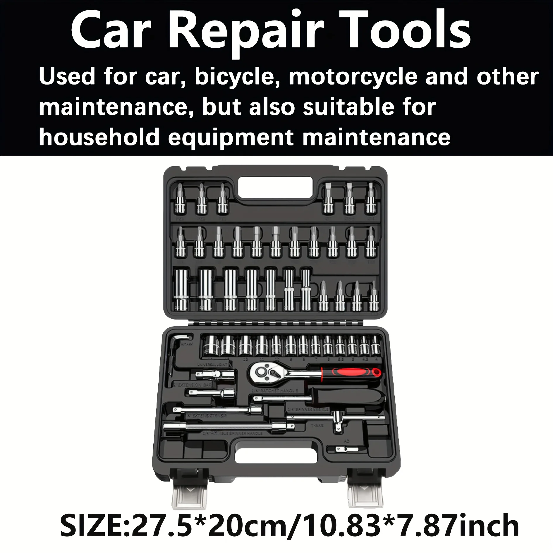 53-Piece Professional Repair Tool Box: Portable Ratchet Wrench Set - For Car, Motorcycle Repair, Home Industrial Repair