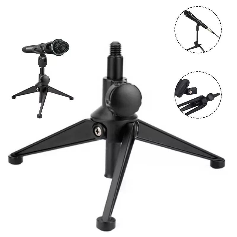 Adjustable Microphone Stand Desk Tripod Mini For Live Streaming Recording Karaoke Height-Adjustable Mic Holder Table Stand Clip