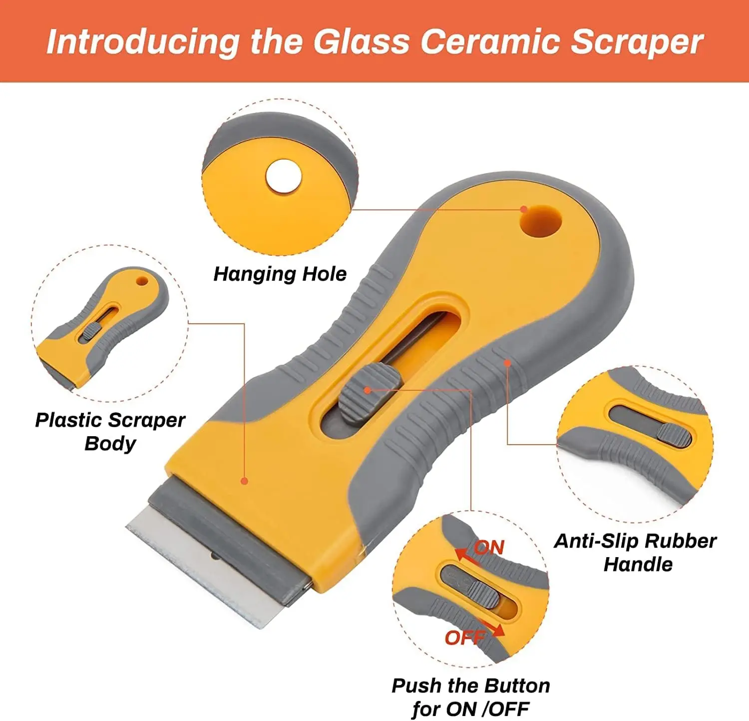 Blade Scrape with 20pcs Extra Blades, Scraper Tool,  Blade Retractable, Paint Stripping Tool, Hob Oven Glass Cooker Cleaning Too