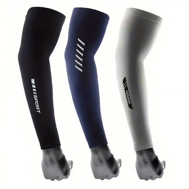 3 Pairs Men's XL Sun Protection Arm Sleeves - Sports Compression Outdoor Sunshade Sleeves