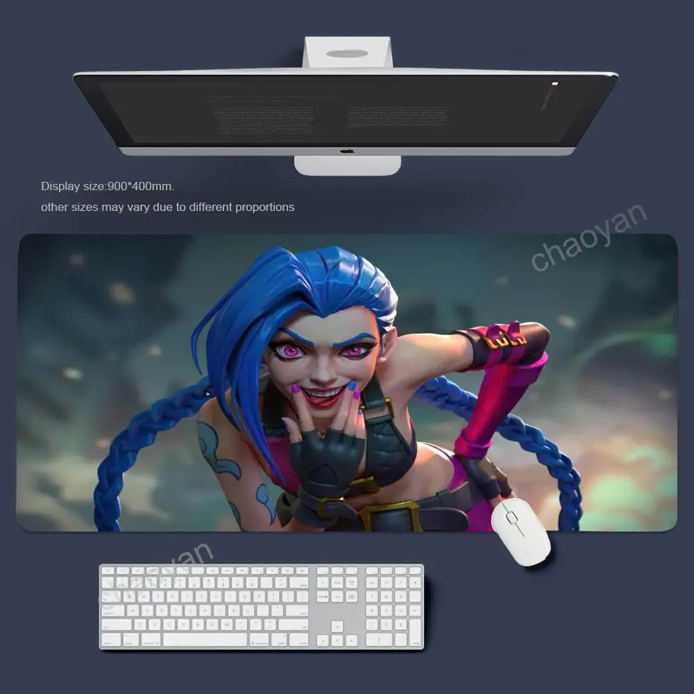 

JINX girl Mouse Pad Gamer Office Accessories Pc Cabinet Games Desk Mat Computer Desks Keyboard Gaming Mats