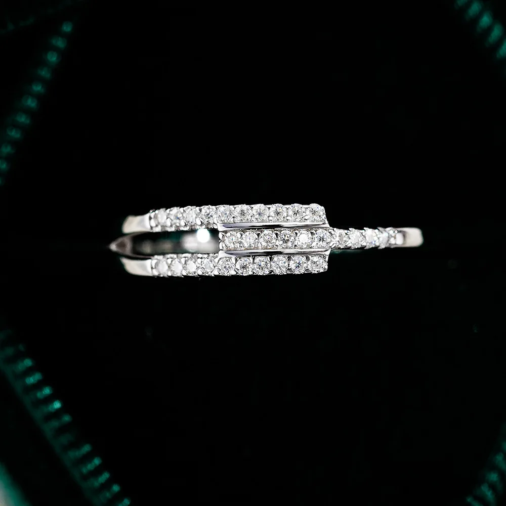 S925 Silver moissanite ring  HipHop Asymmetrical Stackable Moissanite Ring GBA Certified Free Gift Box for Women 2025 Jewelry