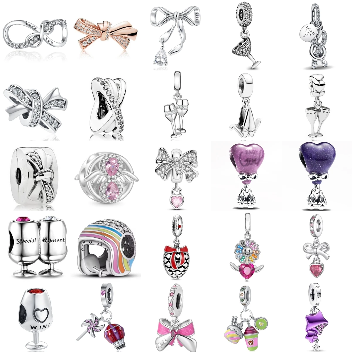 

925 Sterling Silver Princess Pink Bow Helmet Birthday Charm Beads Suitable Fit Original Bracelet Exquisite DIY Jewelry