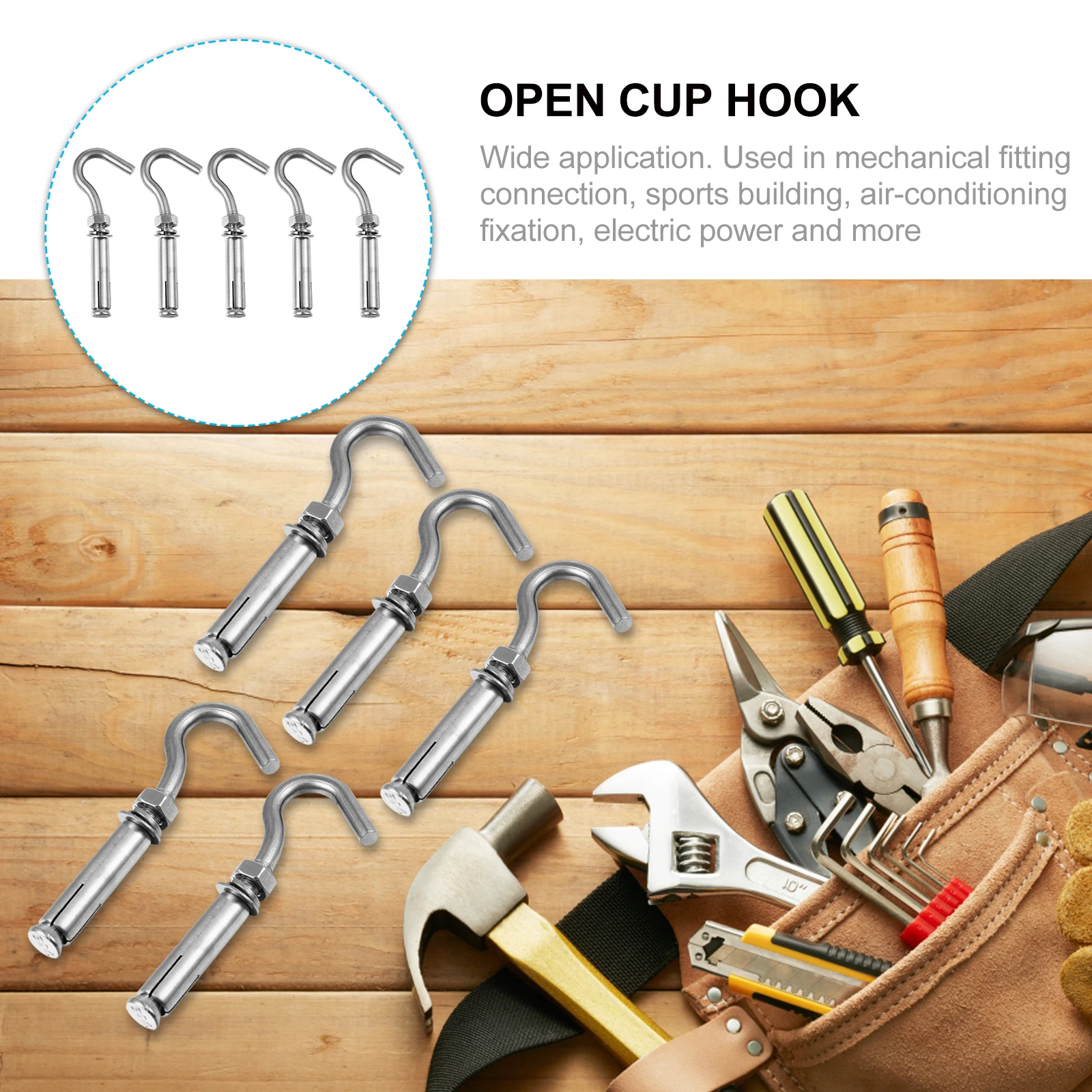 5 قطعة السنانير الفولاذ المقاوم للصدأ صلابة عالية مكافحة الصدأ كأس هوك البراغي مرساة قدم العين سهلة التركيب تطبيق واسع الميكانيكية