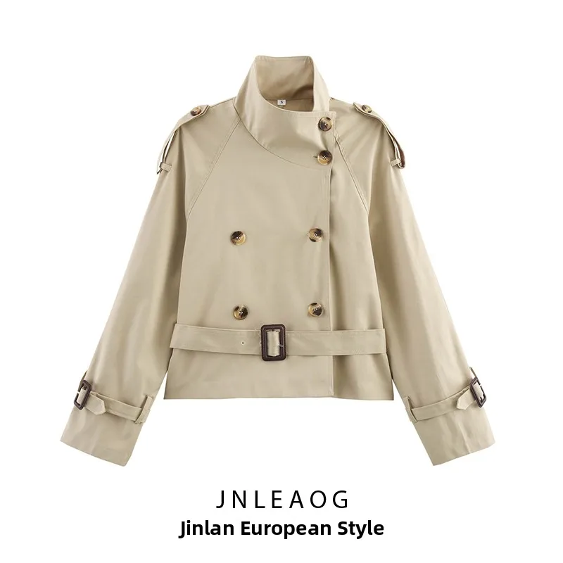 

JNLEAOG Faionable ort Windbreaker with Waist Bule Autumn New Arrival Women's Clothing Straight Cut Commute Sle Long S...