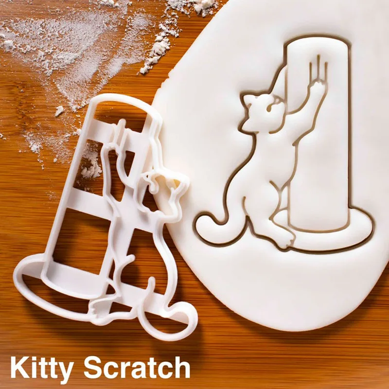 3pcs/Set Cat Kitty Butt Cookie Cutters Mold DIY Christmas 3D Biscuits Mould for Kids Children Cute Bakeware Plastic Baking Tool