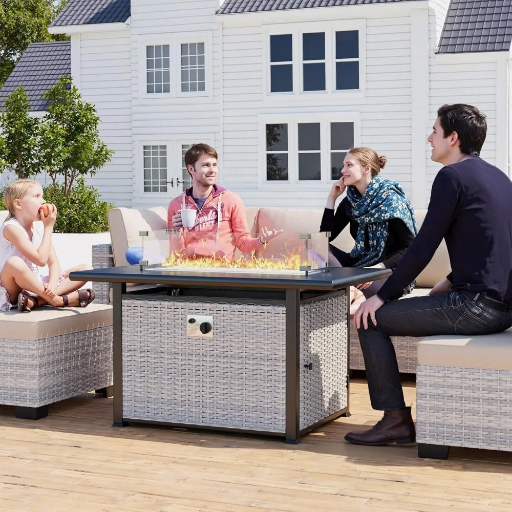 

43" Outdoor Fire Pit Table with 55,000 BTU Stainless Steel Burner -Convertible Design,43" Outdoor Fire Pit Table