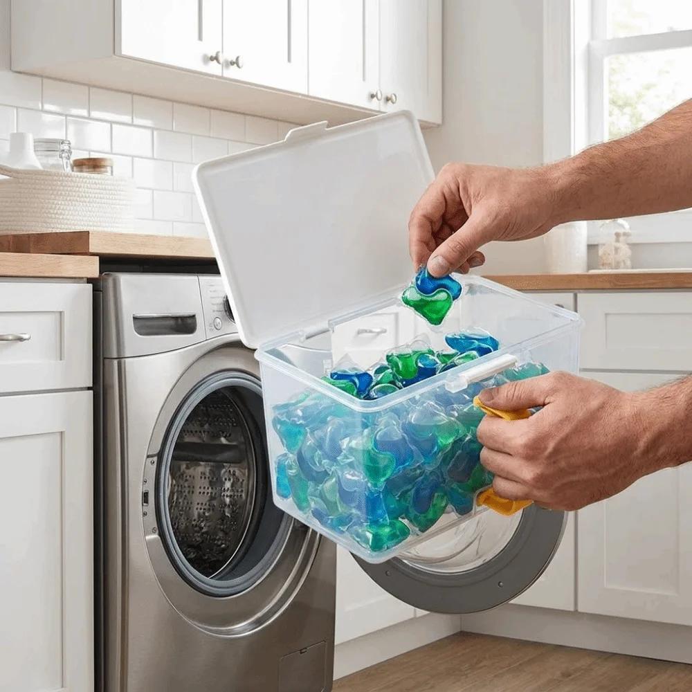 

Large Capacity Laundry Pods Container Waterproof Dust-proof Laundry Powder Storage Box Moisture-proof Scent Beads Organizer