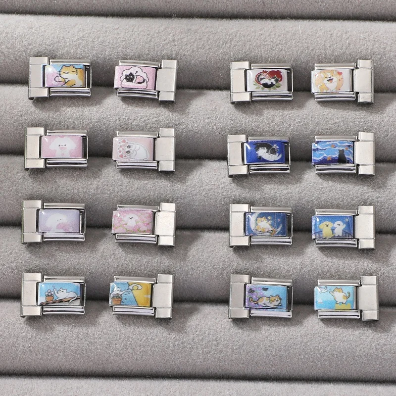 موصل ساعة الموضة الفولاذ المقاوم للصدأ صالح 9 مللي متر وصلات سحرية إيطالية المرأة ساعة مربعة رأس رابط سوار لتقوم بها بنفسك مجوهرات هدية