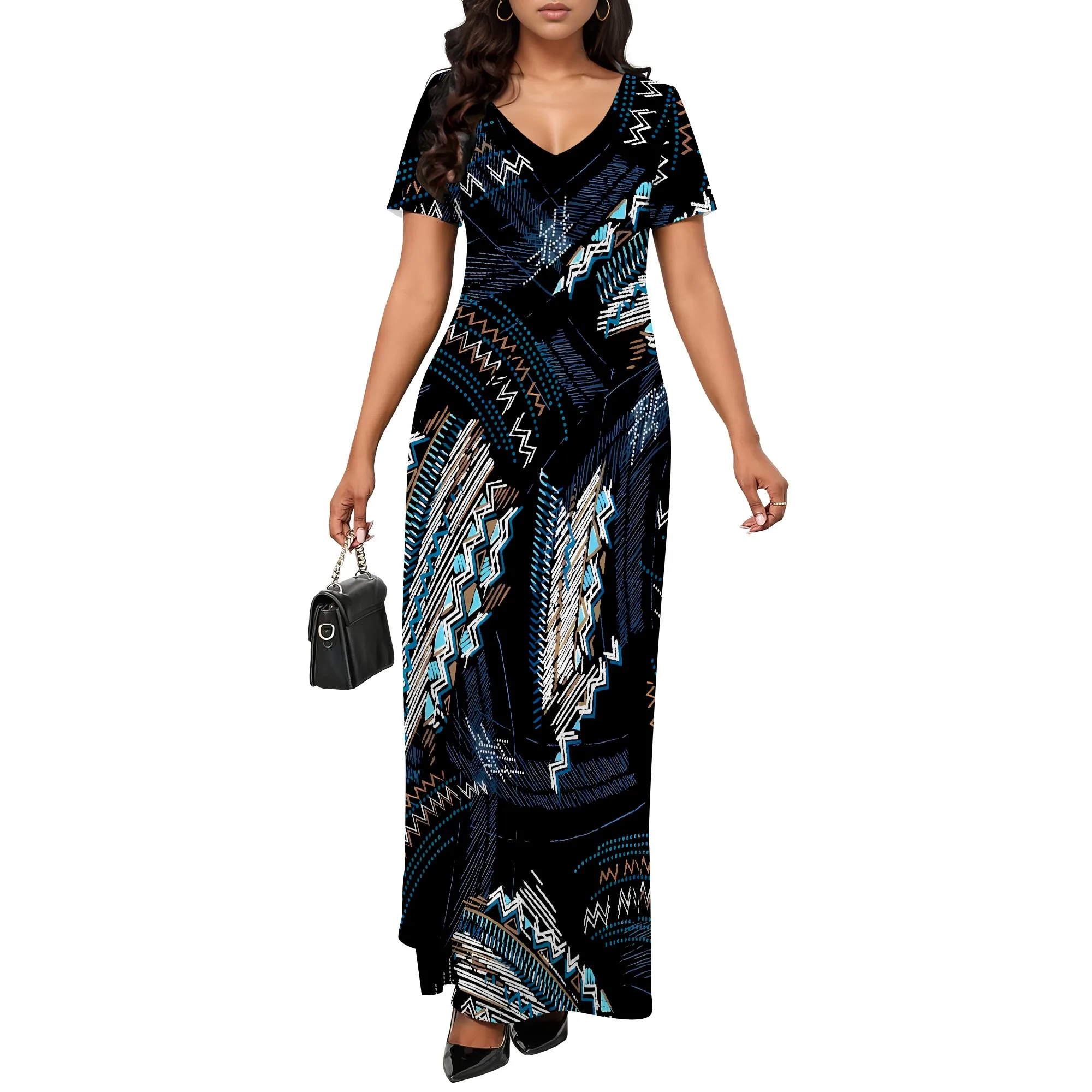 Robe longue imprimée léopard pour femmes, manches courtes, col en V, tenue d'été décontractée, vacances, plage, fête