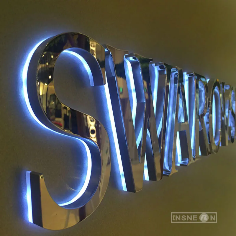 3D Número Metal Backlit Letter Sign, impermeável, ao ar livre, Escritório, Publicidade, Backglow Board, Loja, Iluminado