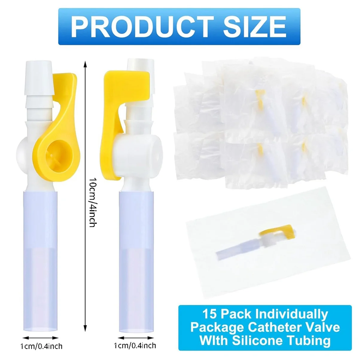 Valvola per catetere da 15 pezzi valvole per sacca per catetere di drenaggio delle Urine con bordi lisci e tubi in Silicone