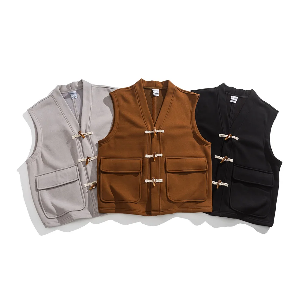 

Men Autumn Winter Loose Casual Knitted Vest Sleeveless Sweatshirts Jacket Japanese Streetwear Vintage Fashion Waistcoat