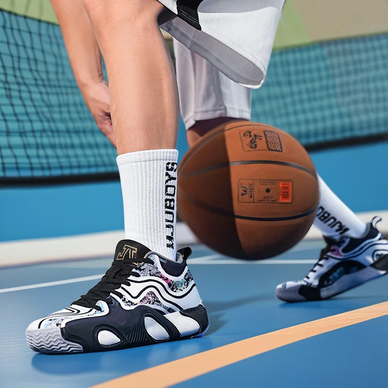 

Men/Women Basketball Shoes MD Thick Sole Cushioning Court Training Shoes Breathable Wear-resistant rubber Sole Non-slip Sneakers
