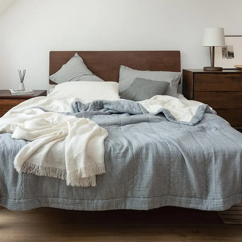 Colcha de algodón de Color sólido, ligera, Reversible, suave, fresca, Verano