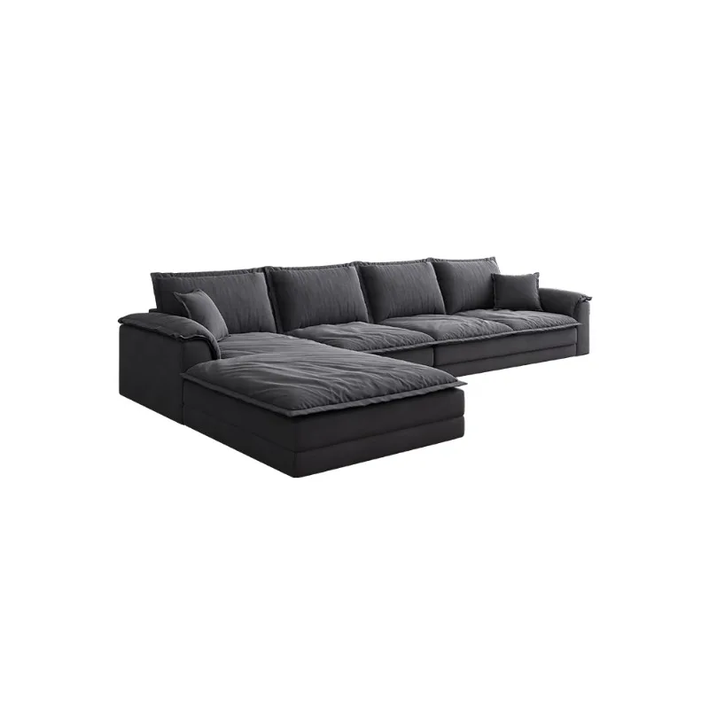 Furniture  living room sofas roomItalian style straight-line oversized black Soft and comfortable Leisure time sleeping