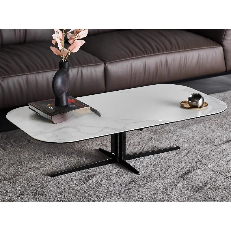 

/Rectangular coffee table/minimalist/1.3m/ceramic rock plate+hardware feet/