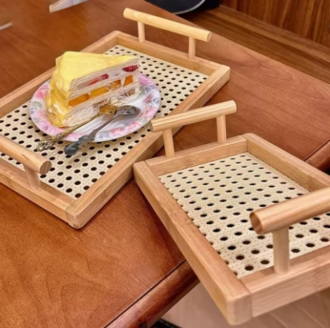 1 Geflochtener Holzkorb mit Griff, Dekoratives Holzpaneel, Geeignet für die Rustikale Dekoration von Schränken und Büros