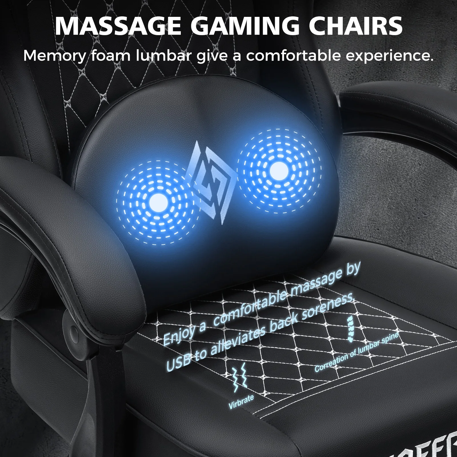 Gamingstoel PU-leer met voetsteun Lendenkussen Hoofdsteun Enkele functie Massage In hoogte verstelbare fauteuil Meubilair