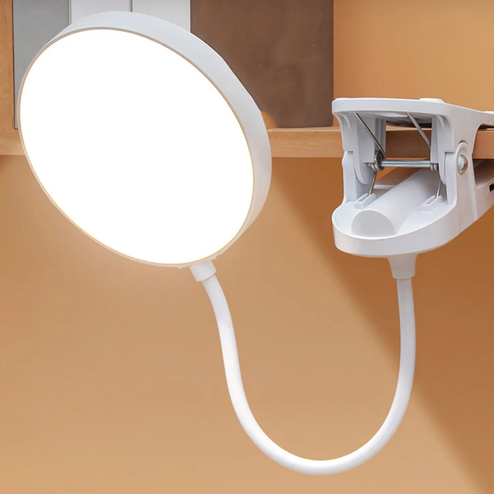 

1 шт. 360 ° Вращающаяся гибкая настольная LED-лампа с USB-питанием и креплением-прищепкой, 3 режима яркости, сенсорное бесступенчатое затемнение