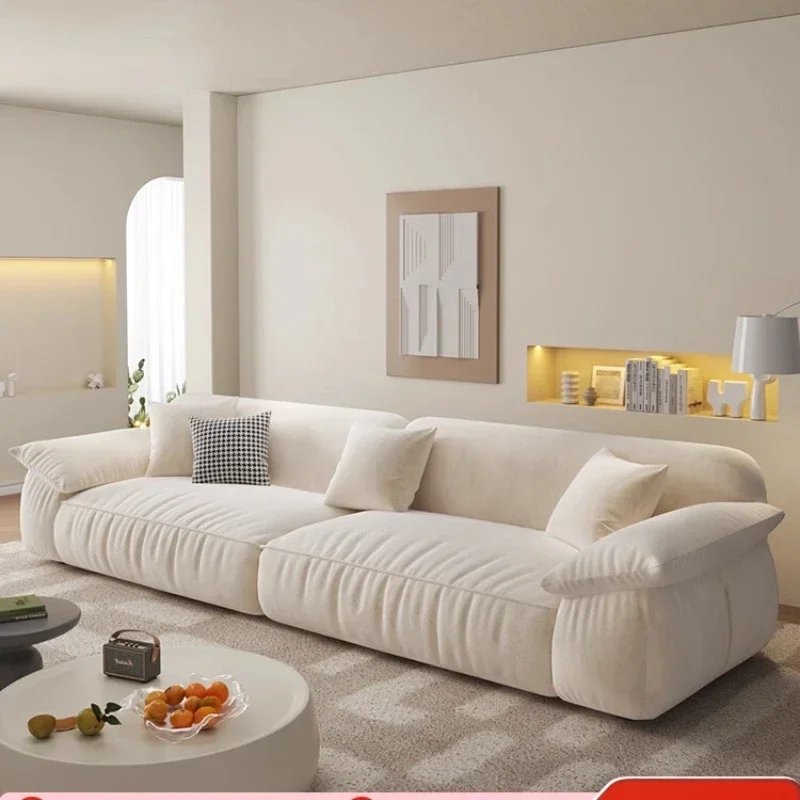 Cream Wind Cloud Sofa Nordic Household Small Apartment Living Room Simple Modern Straight Row Sailing Sofa Skin Fleece