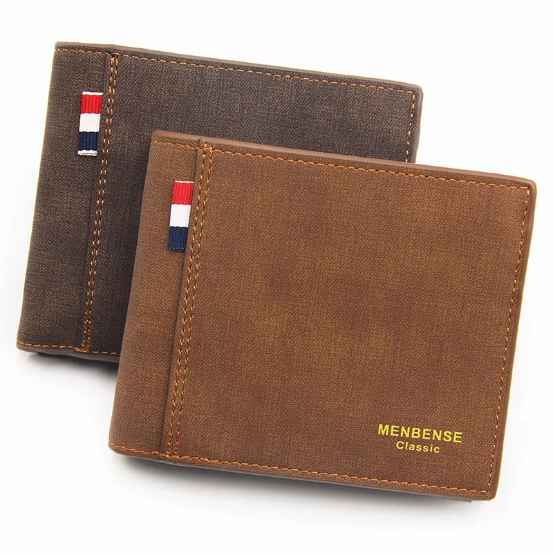 Portfel męski ze skóry PU Krótka torebka z miejscem na karty dla mężczyzn Przenośne luksusowe męskie krótkie portfele składane Vintage Cardholder
