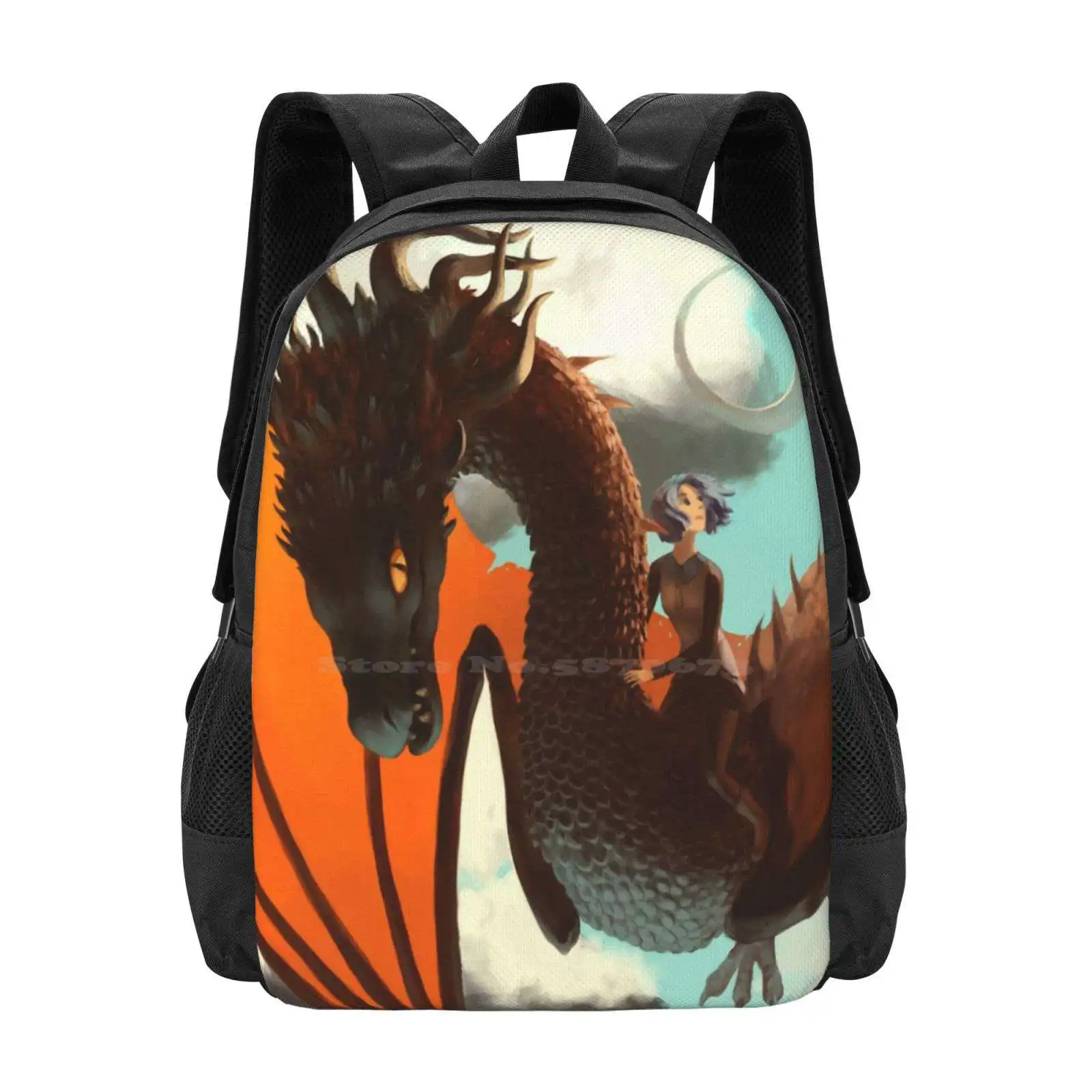 Mochila de Escape para mujer, bolsos de moda, Dragon Wyvern Sky Girl, vuelo, nubes voladoras, Carbatine, gran oferta